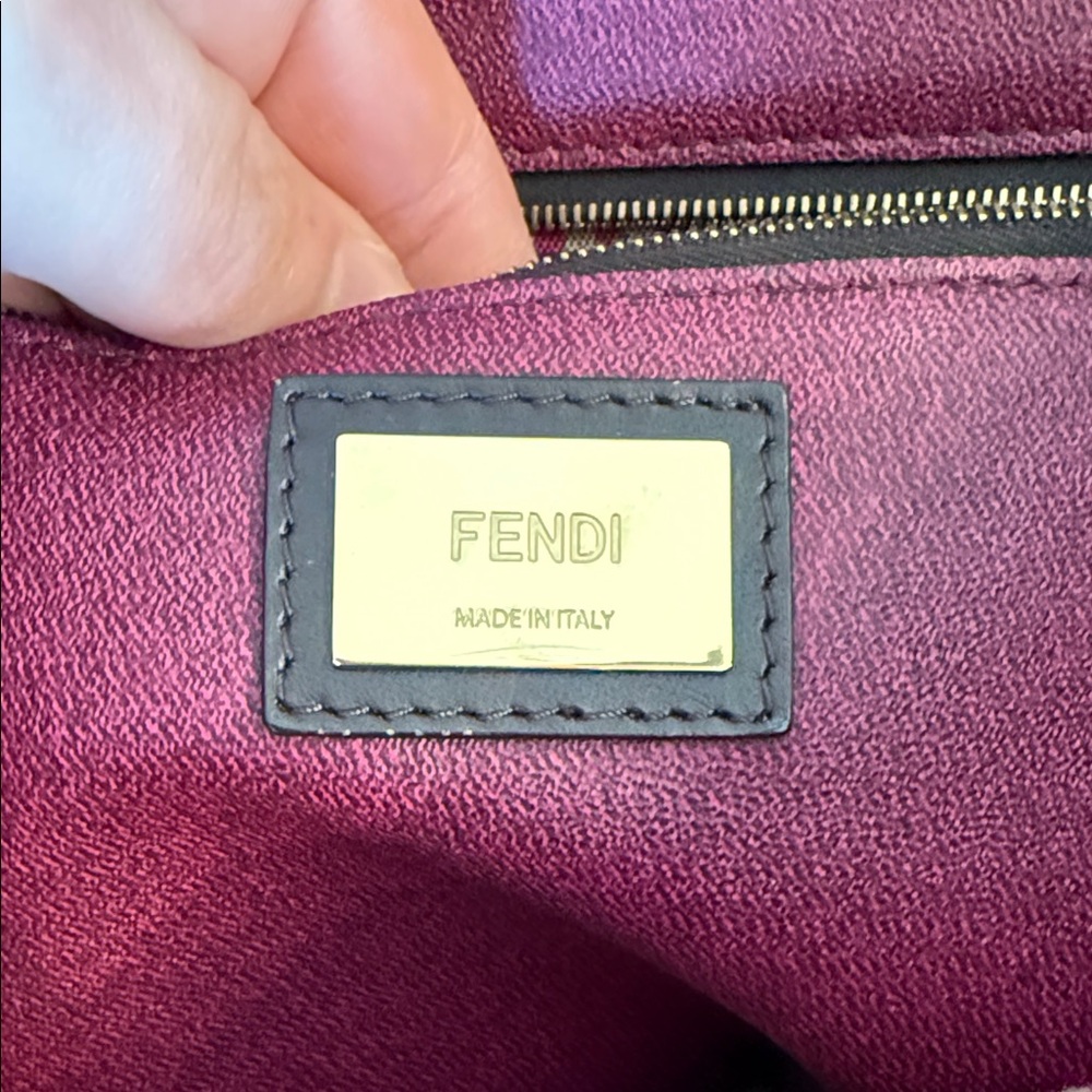 Fendi Brown Zucca Coated Cancas FF Logo Tote with Plum Trim - Picture 3 of 17